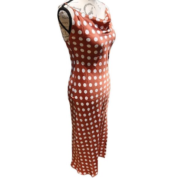 Paper Heart Cowl Neck Polka Dot Slit Maxi Dress Size Small - Picture 2 of 8